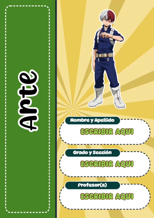 Portada de My Hero Academia de Arte para cuaderno lista para imprimir en A4 - versión premium para imprimir