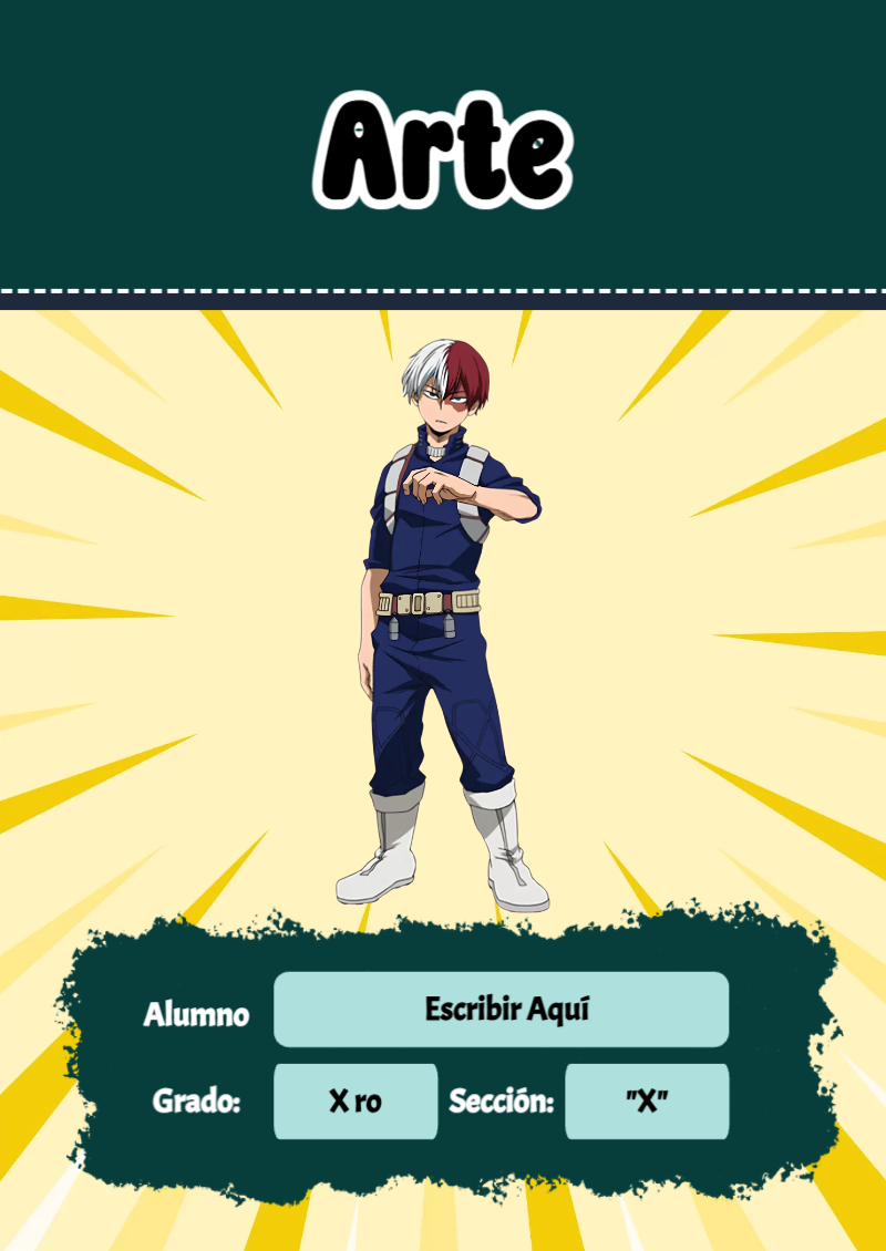 Portada de My Hero Academia de Arte para cuaderno lista para imprimir en A4 - diseño exclusivo y original