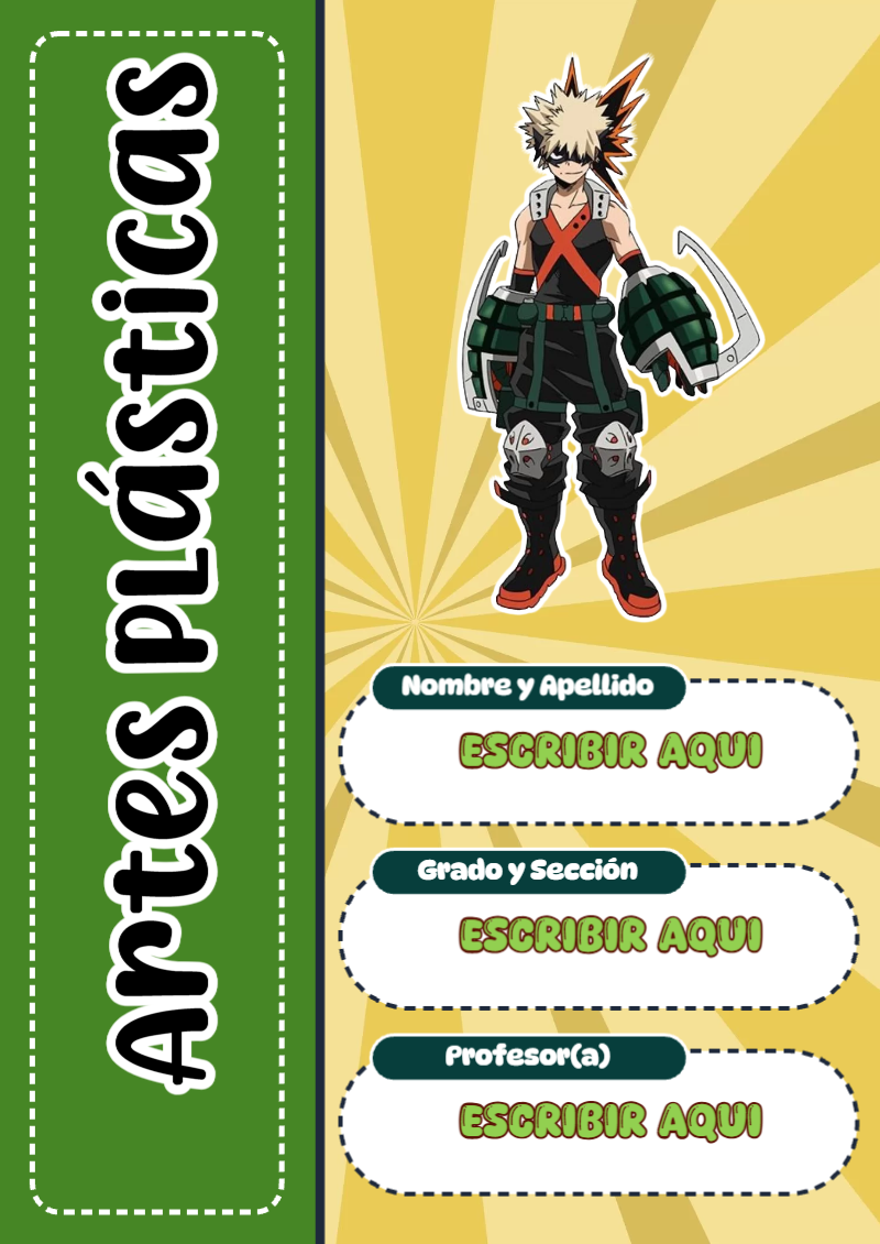 Portada de My Hero Academia de Artes Plásticas para cuaderno lista para imprimir en A4 - versión premium para imprimir