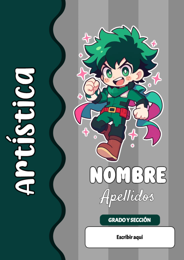 Portada de My Hero Academia de Artística para cuaderno escolar creativa - tendencia educativa 2026