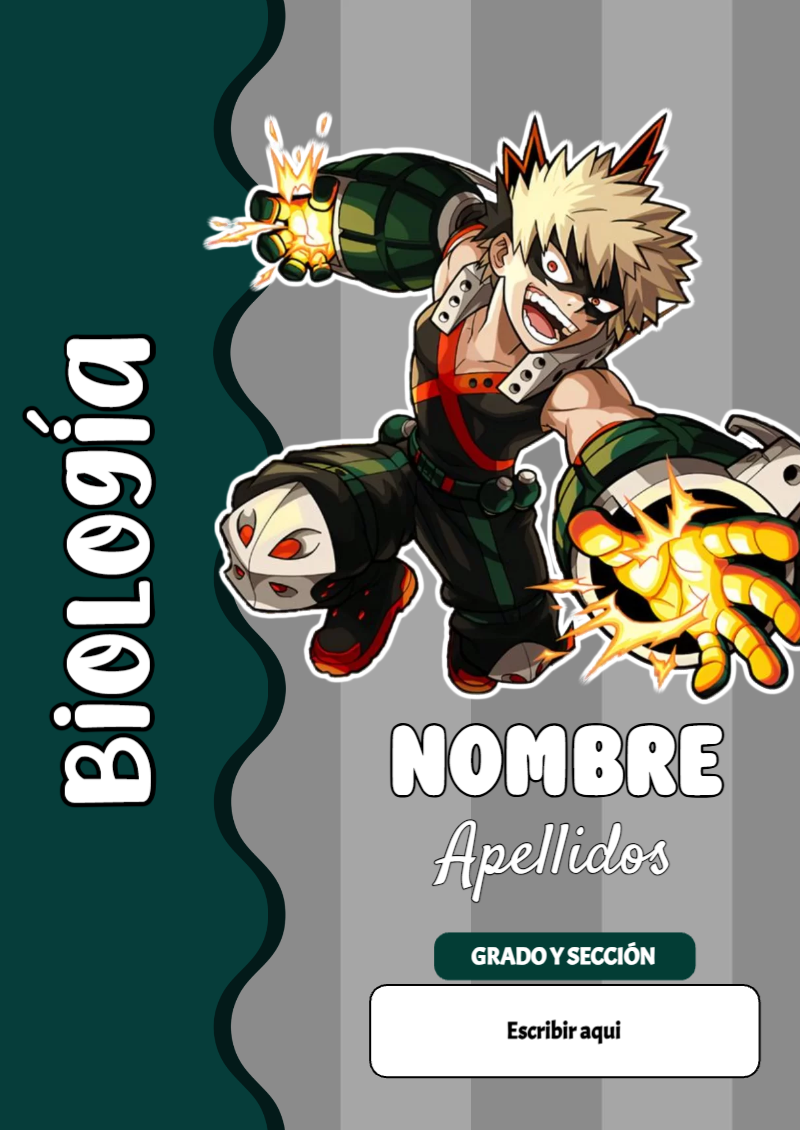 Portada de My Hero Academia de Biología para cuaderno decorativa y bonita - para todas las edades y grados