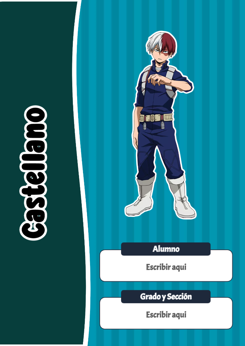 Portada de My Hero Academia de Castellano para cuaderno escolar creativa - versión premium para imprimir