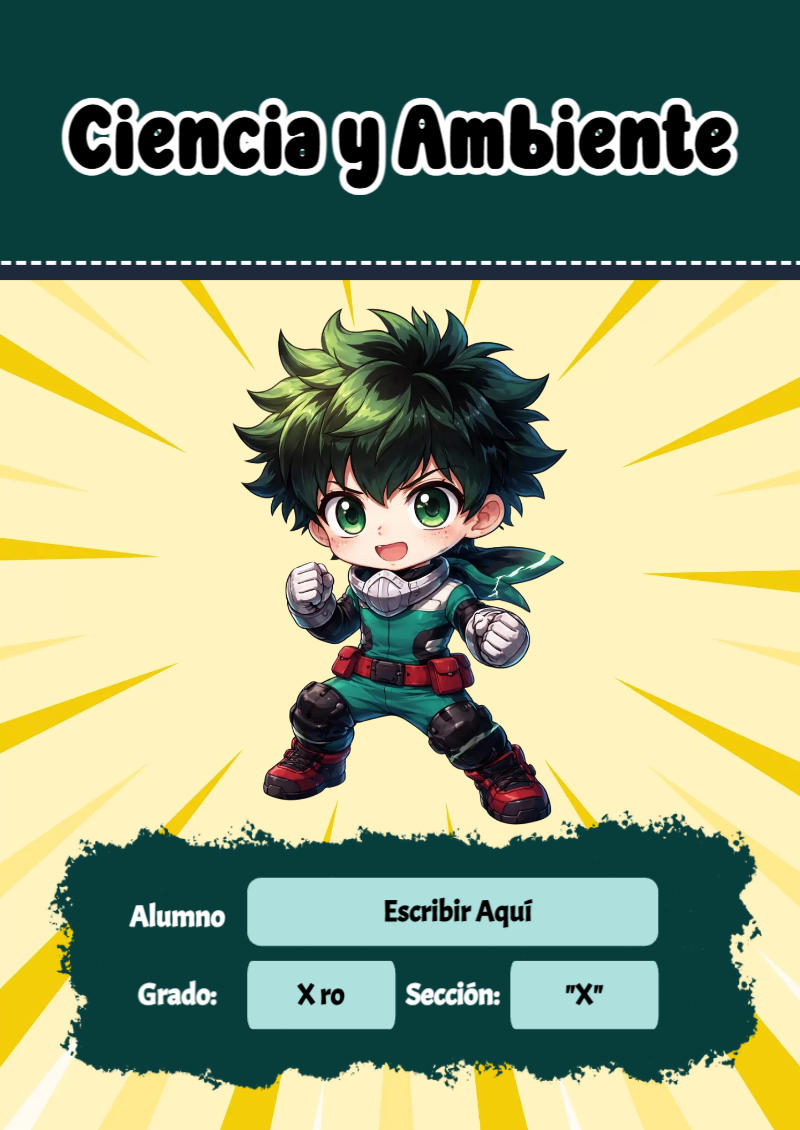 Portada de My Hero Academia de Ciencia y Ambiente Editable para Imprimir Gratis