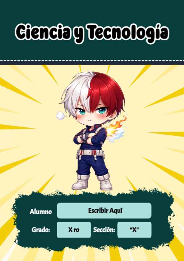 Portada de My Hero Academia de Ciencia y Tecnología para cuaderno con diseño bonito - diseño exclusivo y original