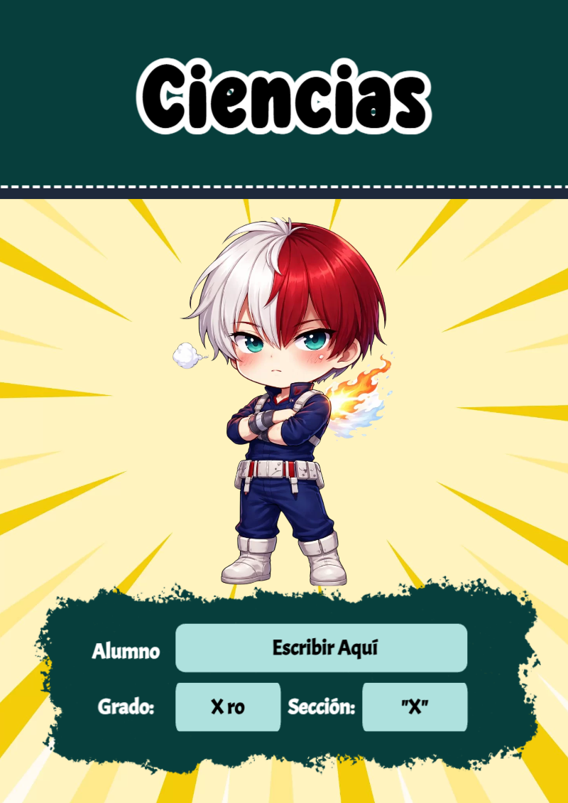 Portada de My Hero Academia de Ciencias Editable para Imprimir Gratis