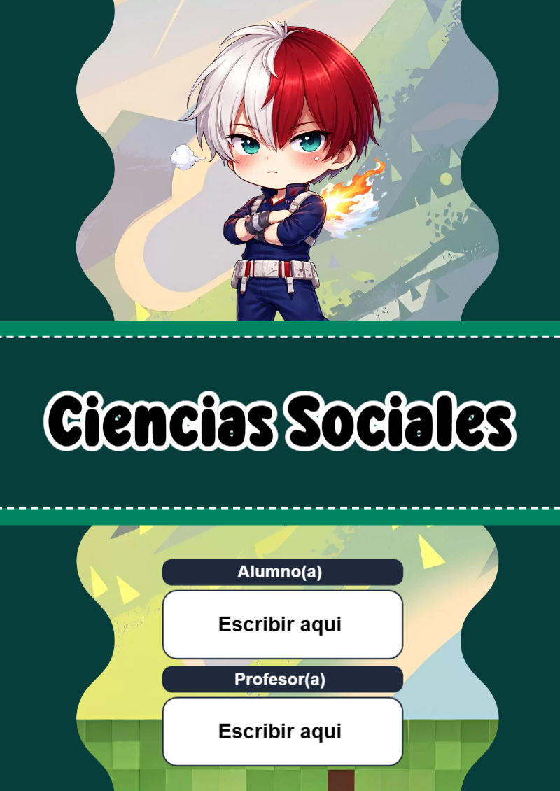 Portada de My Hero Academia de Ciencias Sociales Editable para Imprimir Gratis
