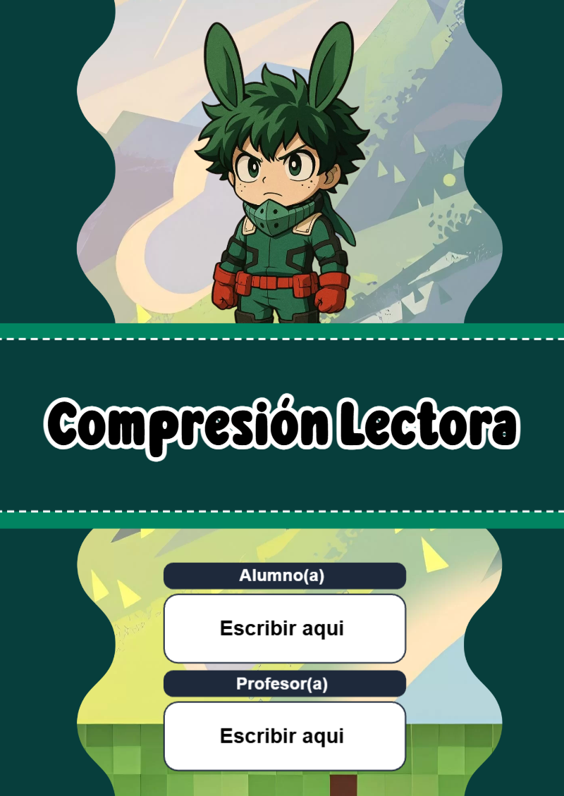 Portada de My Hero Academia de Compresión Lectora Editable para Imprimir Gratis