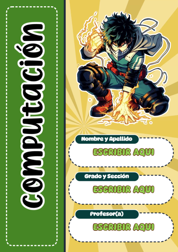 Portada de My Hero Academia de Computación para cuaderno llamativa y bonita - disponible para descarga gratuita