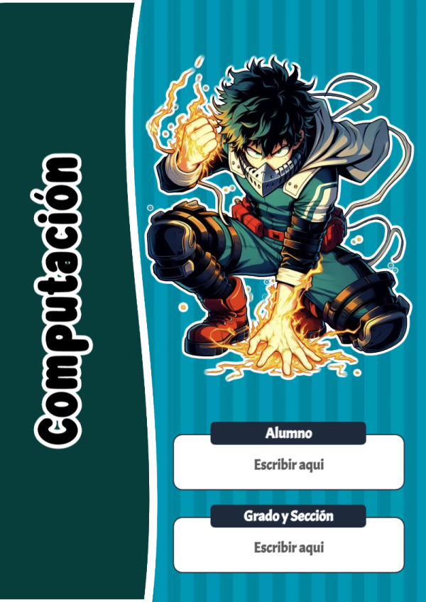 Portada de My Hero Academia de Computación para cuaderno con estilo creativo - ideal para cuadernos de espiral