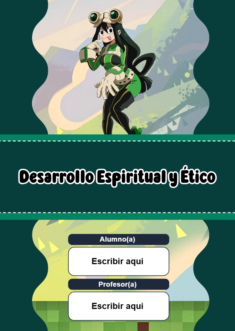 Portada de My Hero Academia de Desarrollo Espiritual y Ético Editable para Imprimir Gratis