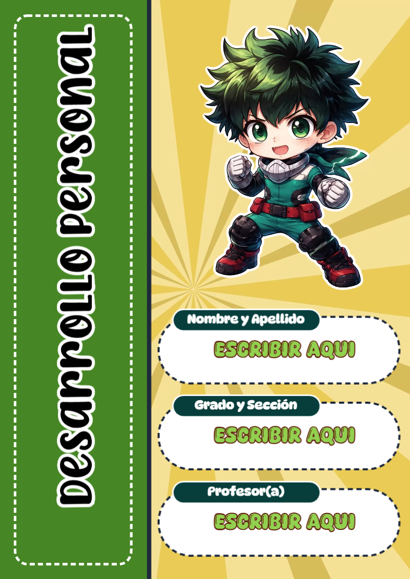 Portada de My Hero Academia de Desarrollo Personal para cuaderno para clases - ideal para el nuevo año escolar