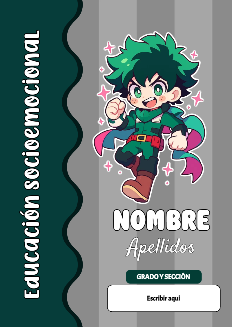 Portada de My Hero Academia de Educación Socioemocional para cuaderno bonita para imprimir - para el regreso a clases
