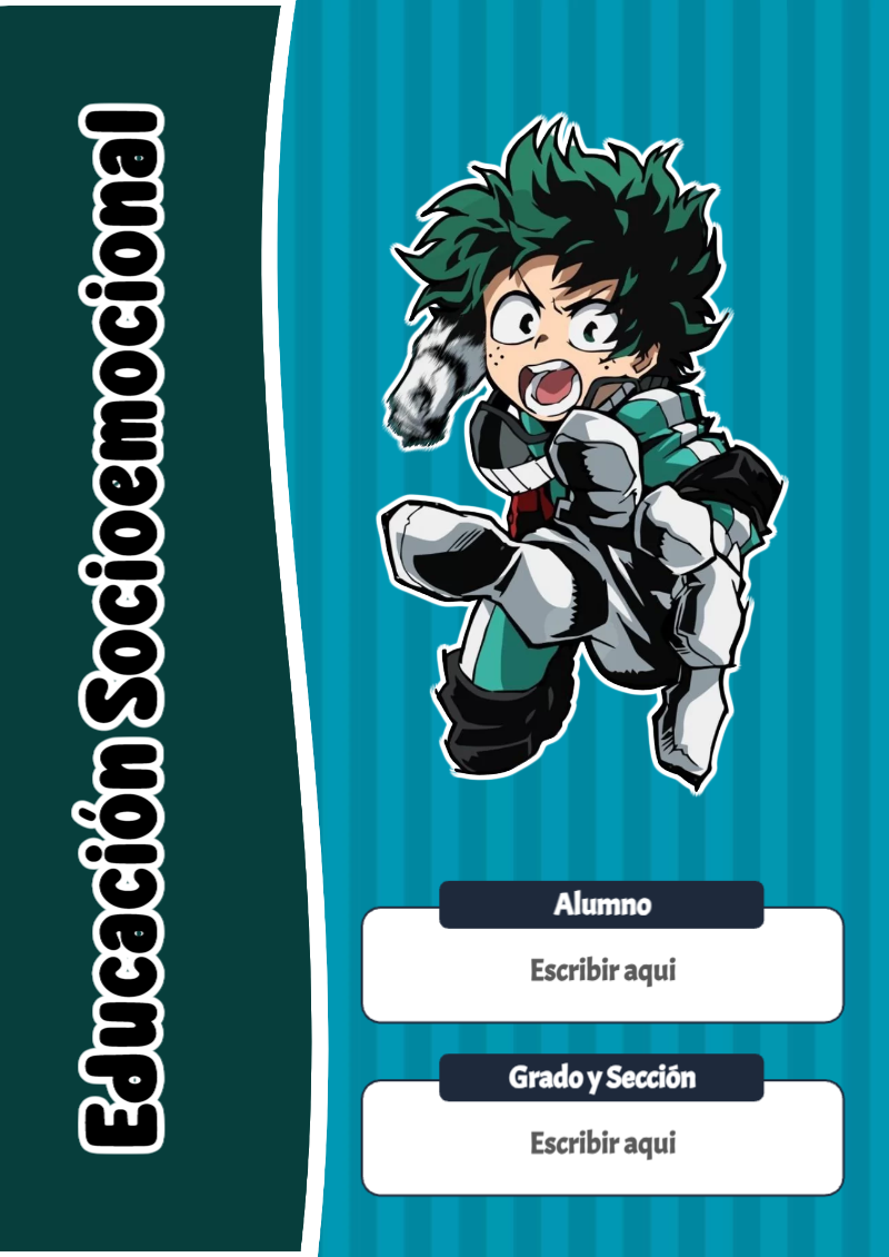 Portada de My Hero Academia de Educación Socioemocional para cuaderno colorida y creativa - disponible para descarga gratuita