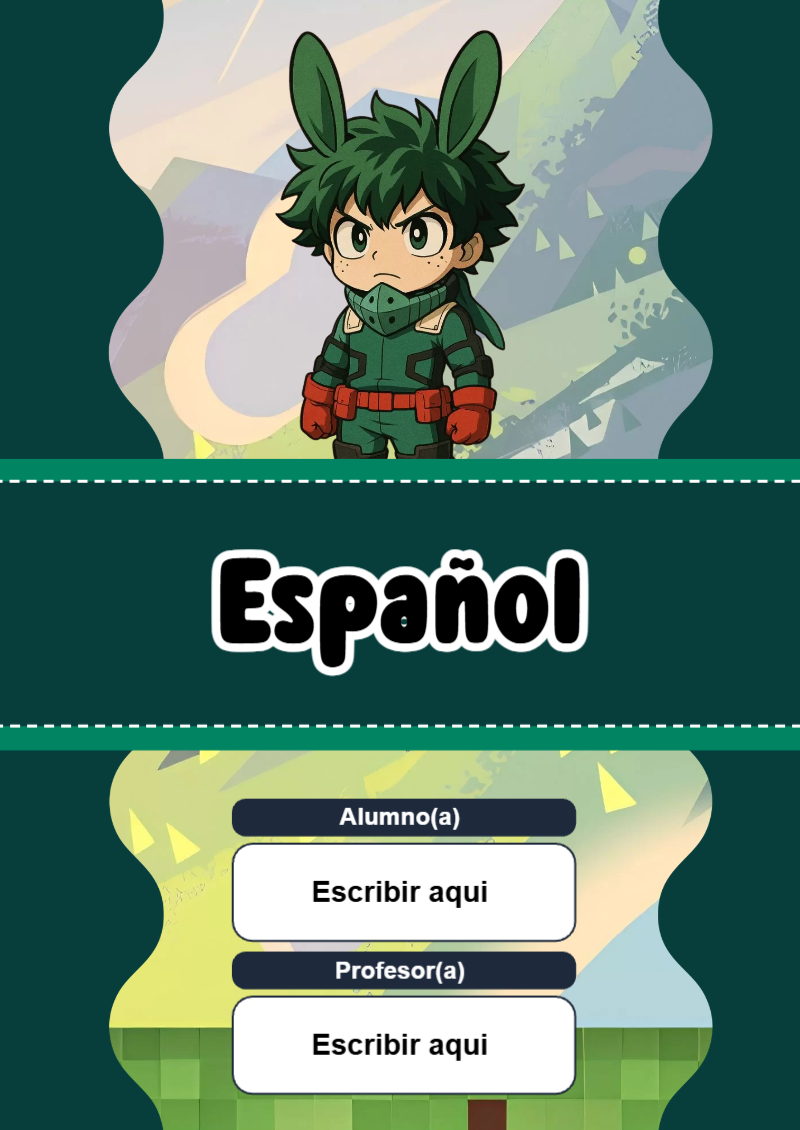 Portada de My Hero Academia de Español Editable para Imprimir Gratis