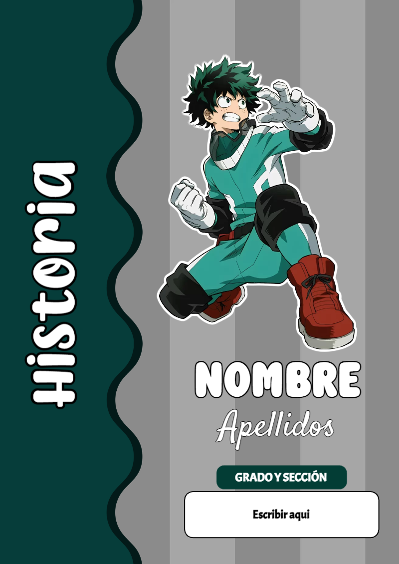 Portada de My Hero Academia de Historia para cuaderno ideal para niños - estilo único para estudiantes