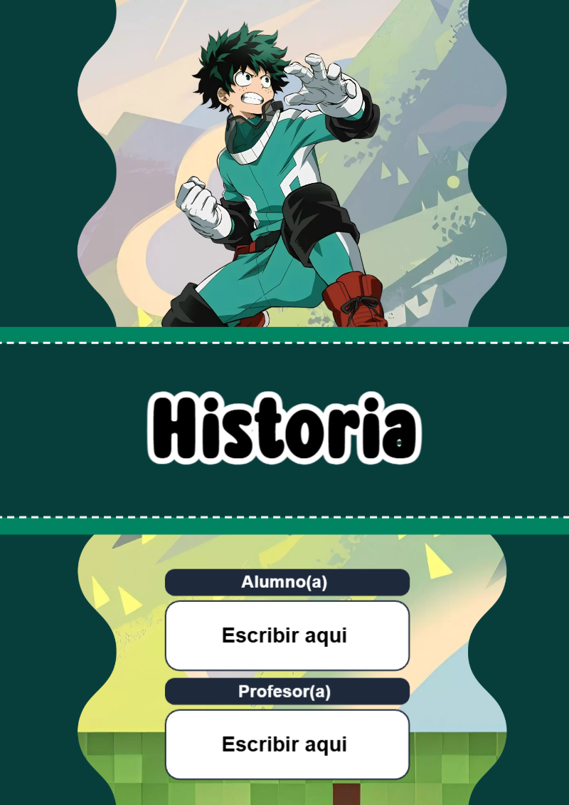 Portada de My Hero Academia de Historia Editable para Imprimir Gratis