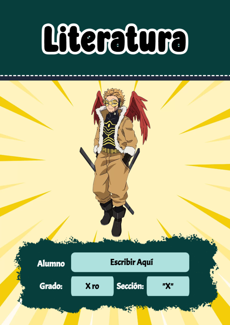 Portada de My Hero Academia de Literatura Editable para Imprimir Gratis