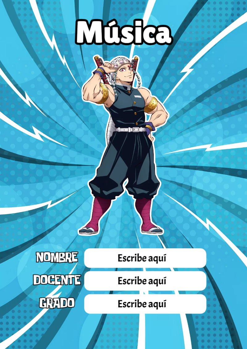 Portada de My Hero Academia de Música para cuaderno para clases - creación especial de Mini Canva