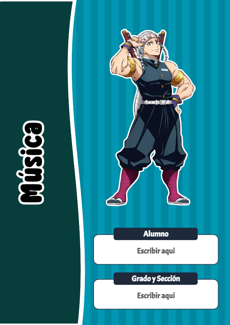 Portada de My Hero Academia de Música para cuaderno fácil de imprimir - para personalizar tus materias
