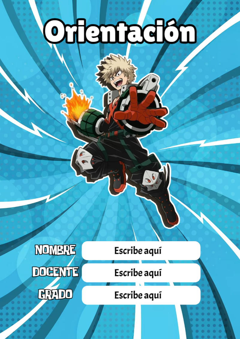Portada de My Hero Academia de Orientación para cuaderno fácil de imprimir - formato digital listo para usar
