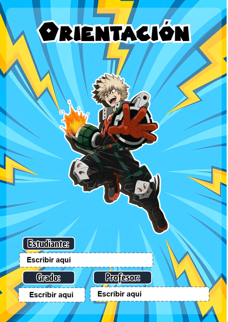 Portada de My Hero Academia de Orientación para cuaderno para estudiantes - versión premium para imprimir