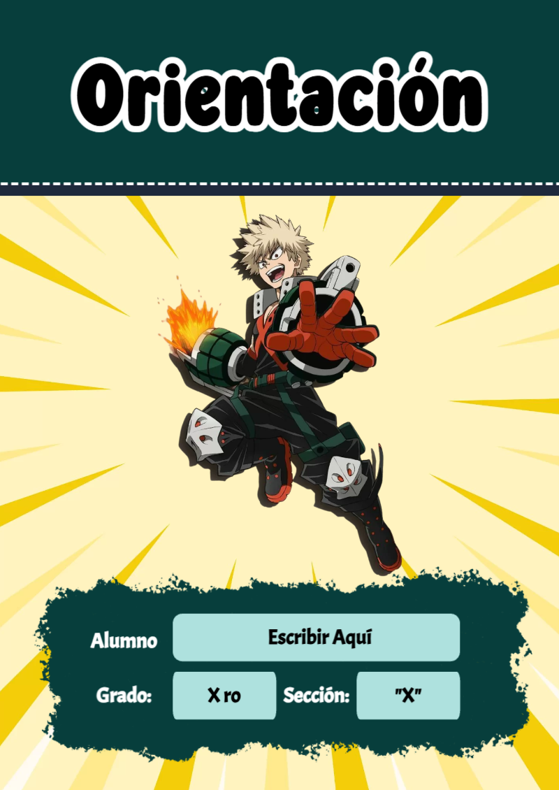 Portada de My Hero Academia de Orientación Editable para Imprimir Gratis