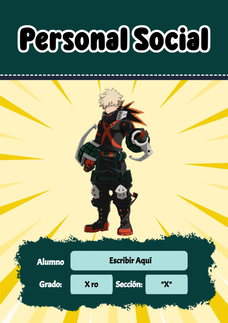 Portada de My Hero Academia de Personal Social Editable para Imprimir Gratis