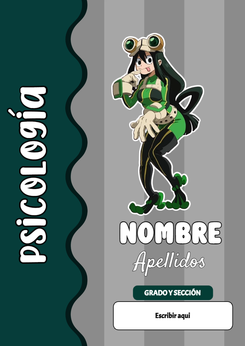 Portada de My Hero Academia de Psicología para cuaderno para primaria - formato digital listo para usar