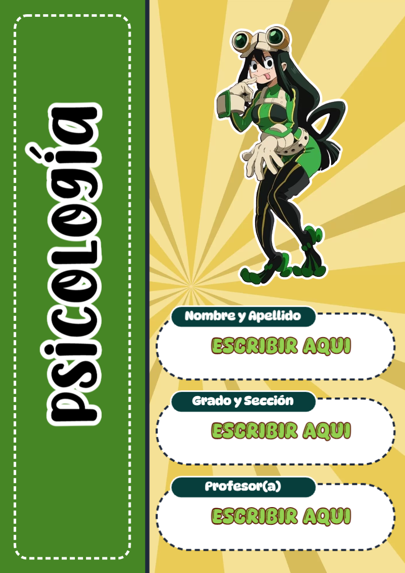Portada de My Hero Academia de Psicología para cuaderno con diseño bonito - tendencia educativa 2026