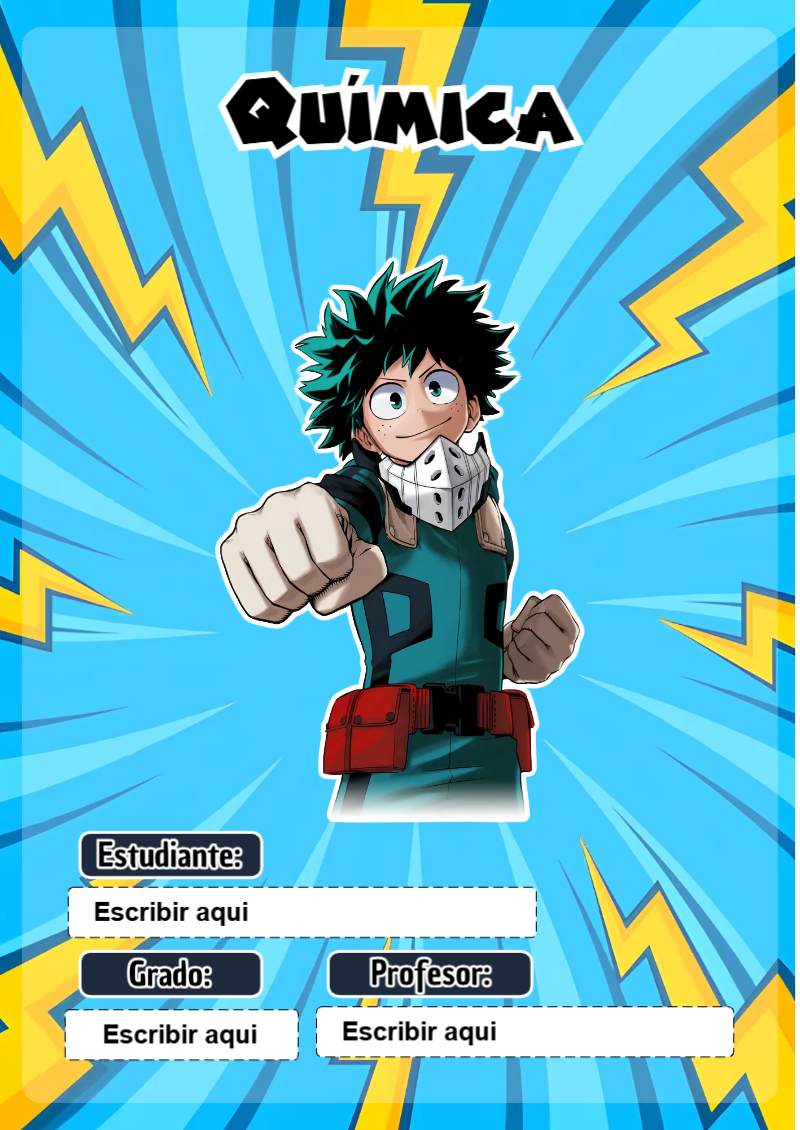 Portada de My Hero Academia de Química Editable para Imprimir Gratis