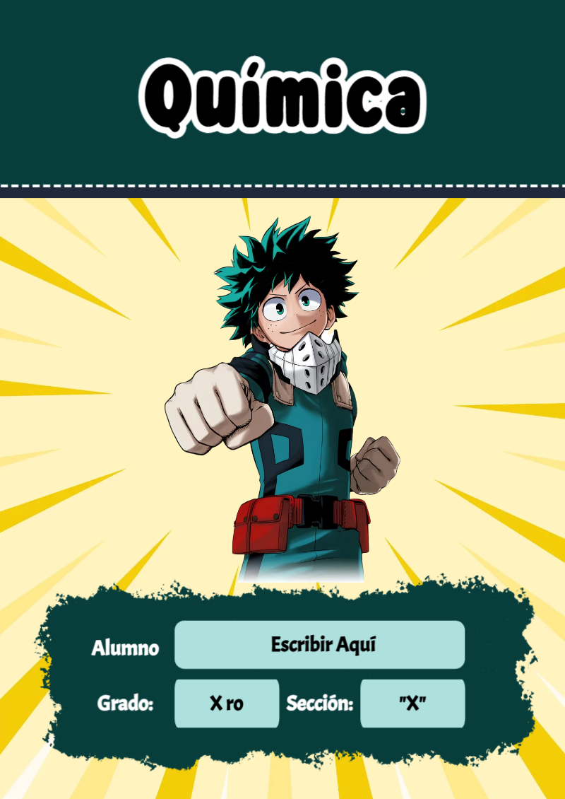 Portada de My Hero Academia de Química Editable para Imprimir Gratis