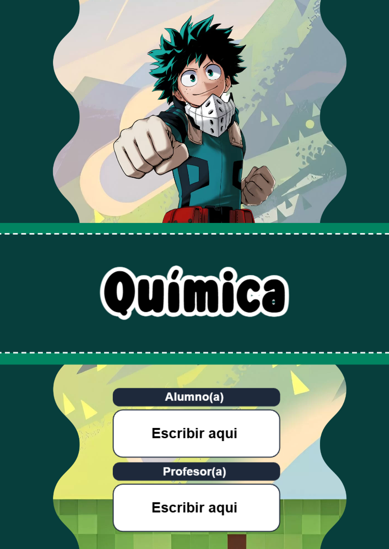 Portada de My Hero Academia de Química Editable para Imprimir Gratis