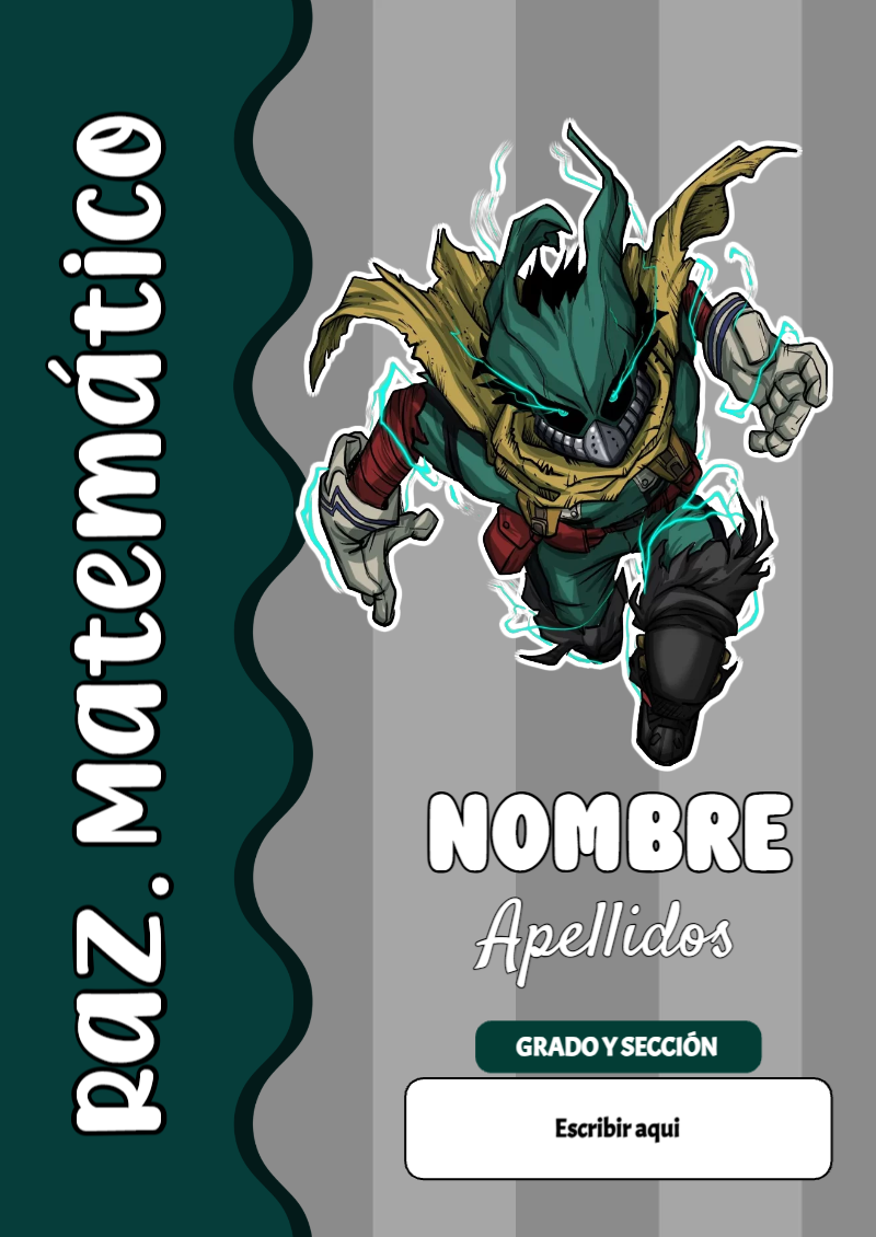Portada de My Hero Academia de Raz. Matemático para cuaderno con estilo infantil - para personalizar tus materias