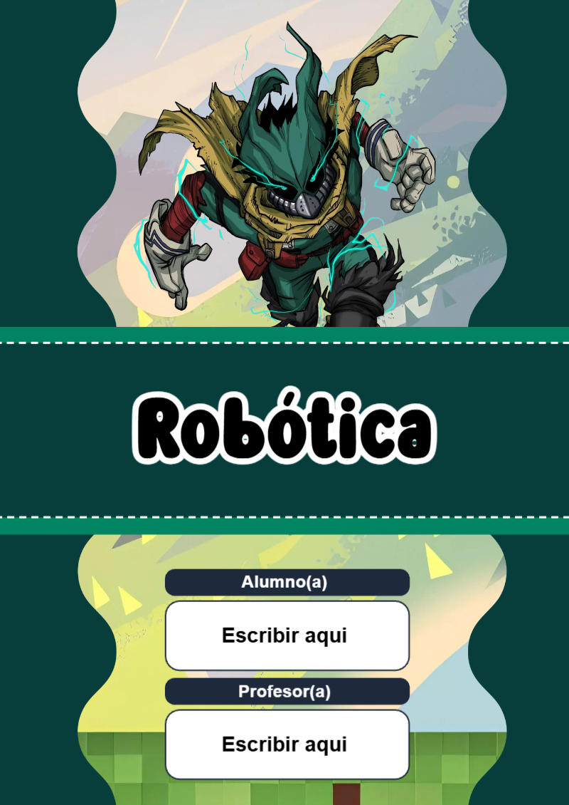 Portada de My Hero Academia de Robótica Editable para Imprimir Gratis