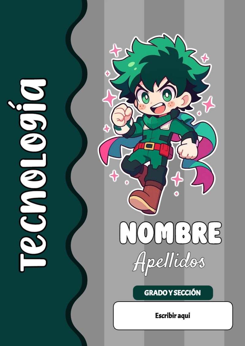Portada de My Hero Academia de Tecnología para cuaderno con estilo creativo - creación especial de Mini Canva