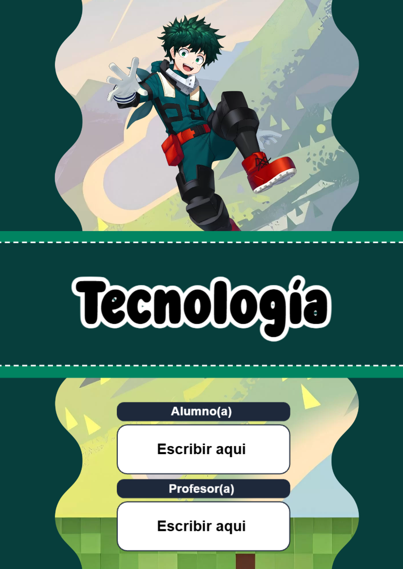 Portada de My Hero Academia de Tecnología para cuaderno escolar creativa - ideal para cuadernos de espiral