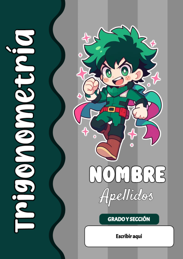 Portada de My Hero Academia de Trigonometría para cuaderno escolar creativa - para personalizar tus materias