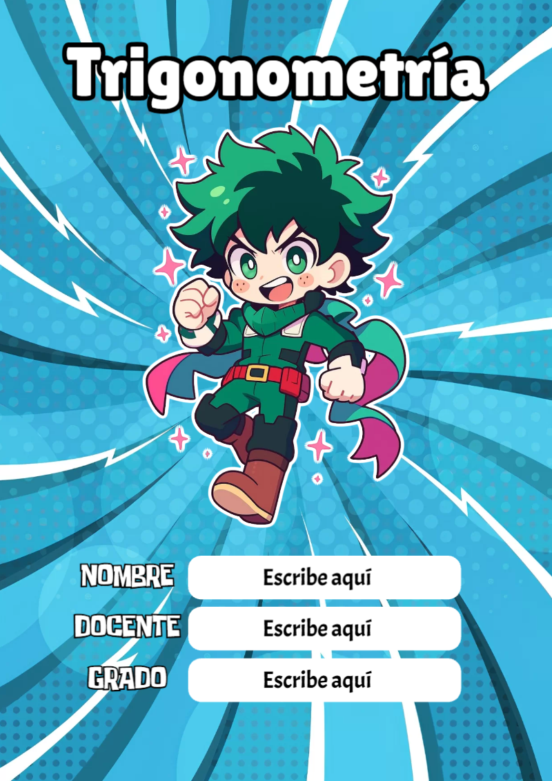 Portada de My Hero Academia de Trigonometría Editable para Imprimir Gratis