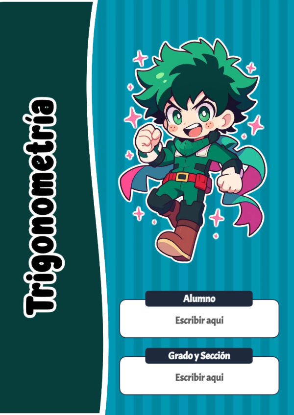 Portada de My Hero Academia de Trigonometría para cuaderno ideal para niños - ideal para el nuevo año escolar