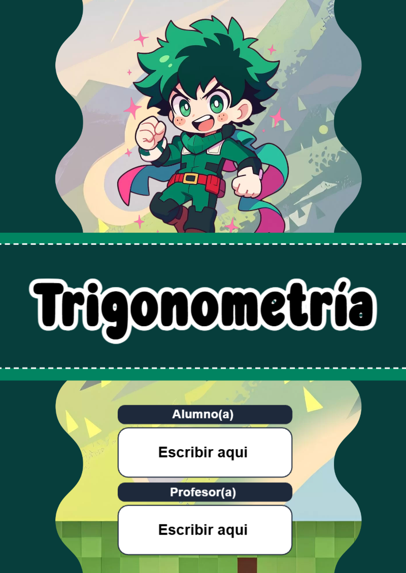 Portada de My Hero Academia de Trigonometría Editable para Imprimir Gratis