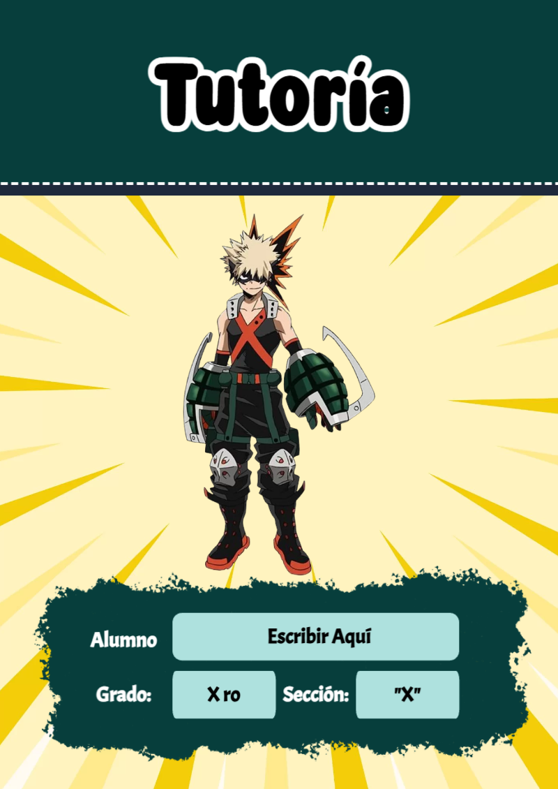 Portada de My Hero Academia de Tutoría Editable para Imprimir Gratis