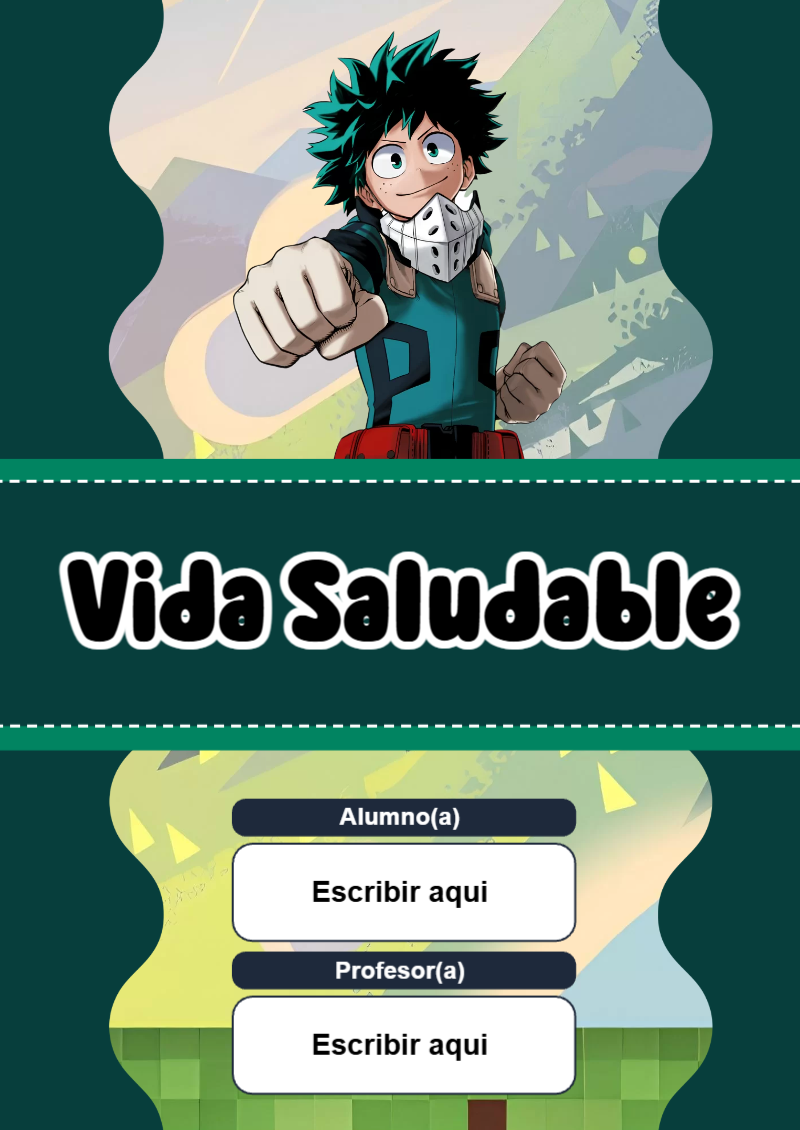 Portada de My Hero Academia de Vida Saludable Editable para Imprimir Gratis