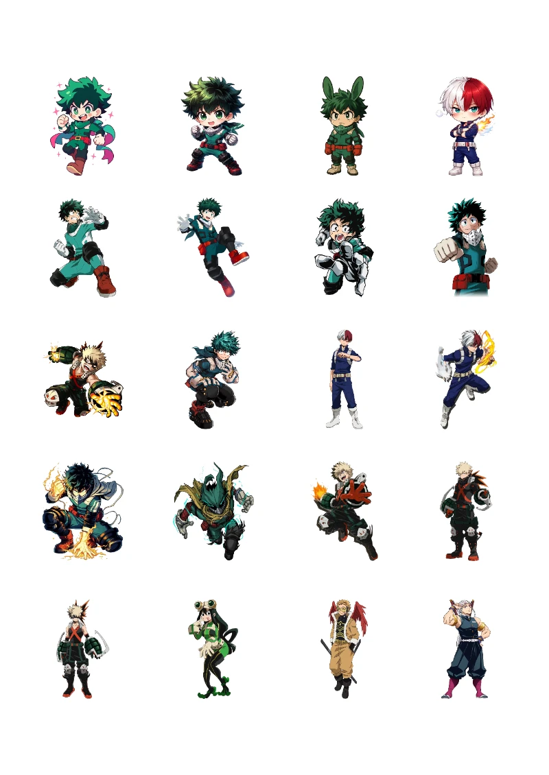 Stickers decorativos de MY HERO ACADEMIA Editables para Imprimir Gratis (Diseño 1) para imprimir en A4 - formato digital listo para usar
