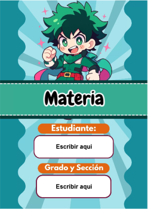 Portada de My Hero Academia para cuaderno escolar para imprimir gratis - creación especial de Mini Canva