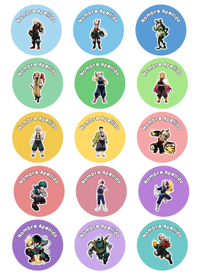 Etiquetas de MY HERO ACADEMIA para cuadernos y útiles escolares - tendencia educativa 2026