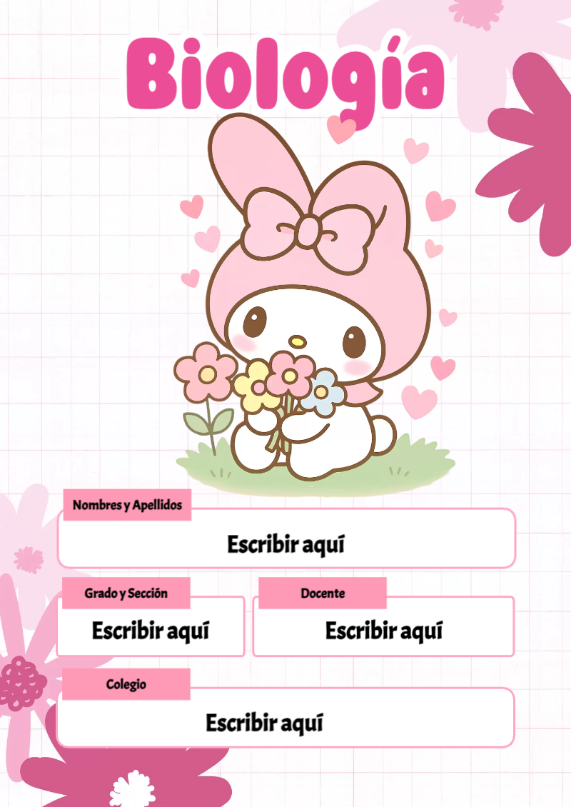 Portada de My Melody de Biología para cuaderno para clases - tendencia educativa 2026