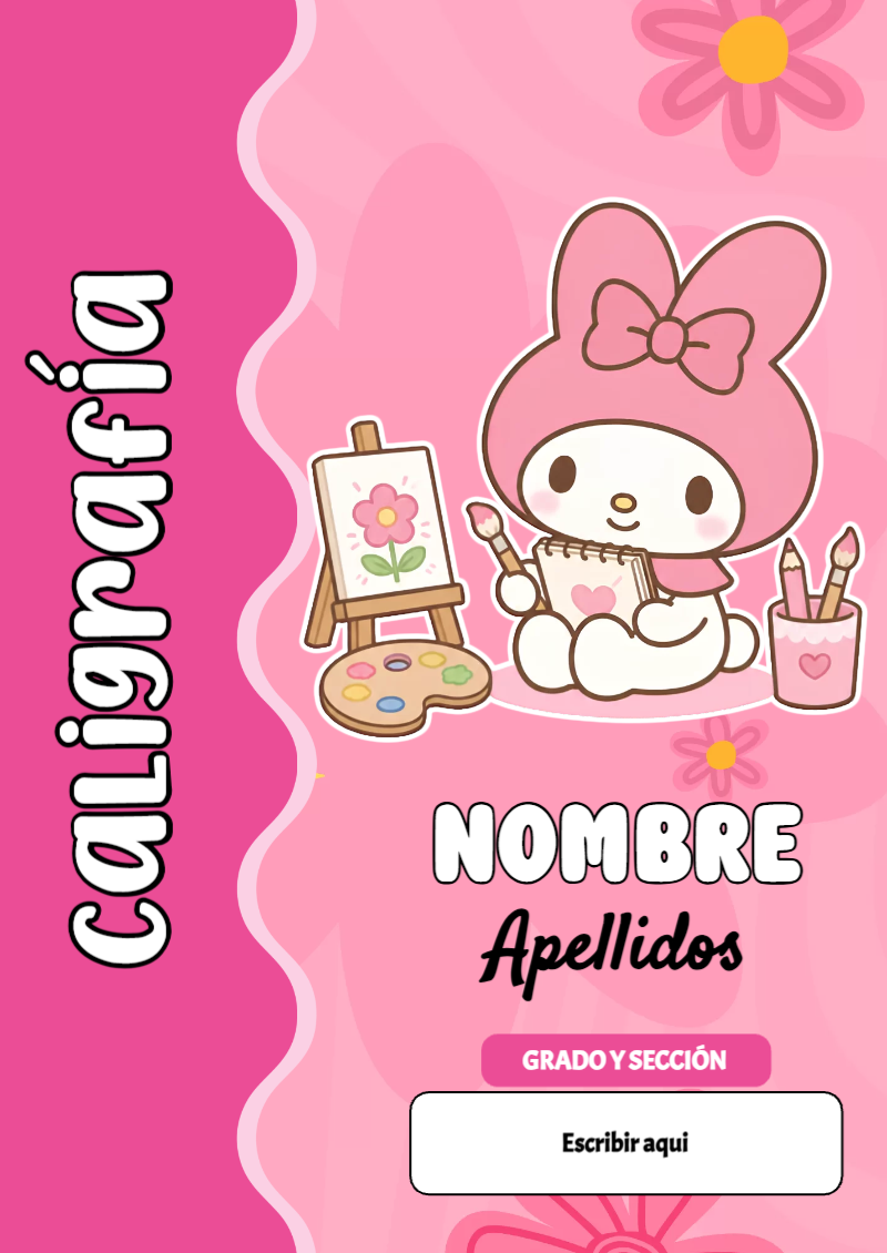 Portada de My Melody de Caligrafía Editable para Imprimir Gratis