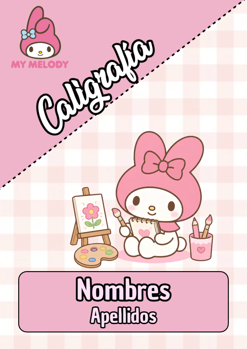 Portada de My Melody de Caligrafía Editable para Imprimir Gratis