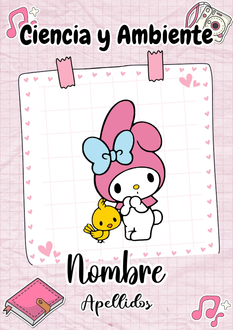 Portada de My Melody de Ciencia y Ambiente para cuaderno para primaria - con colores vivos y llamativos