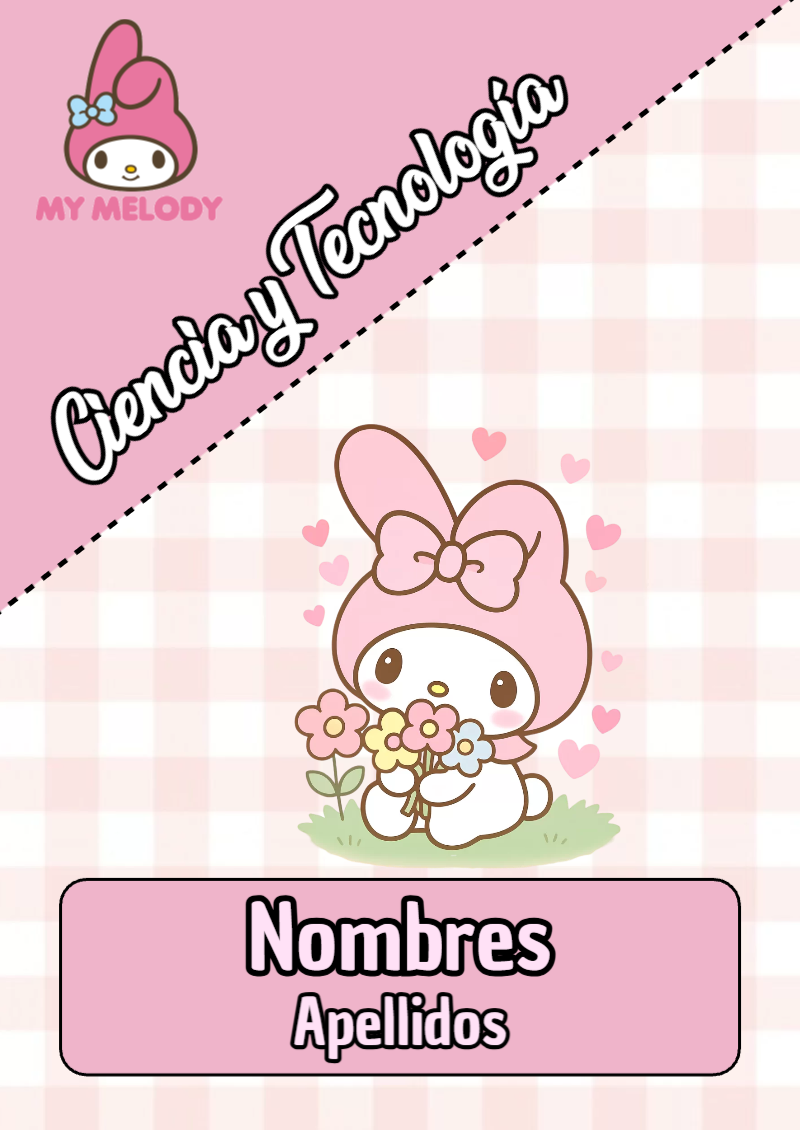 Portada de My Melody de Ciencia y Tecnología para cuaderno decorativa y bonita - tendencia educativa 2026